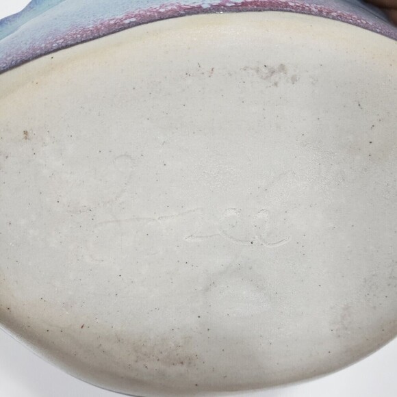 Crab Shaped Dish Bowl Art Pottery Glazed Stoneware Signed 8" Coastal Nautical - Picture 12 of 13